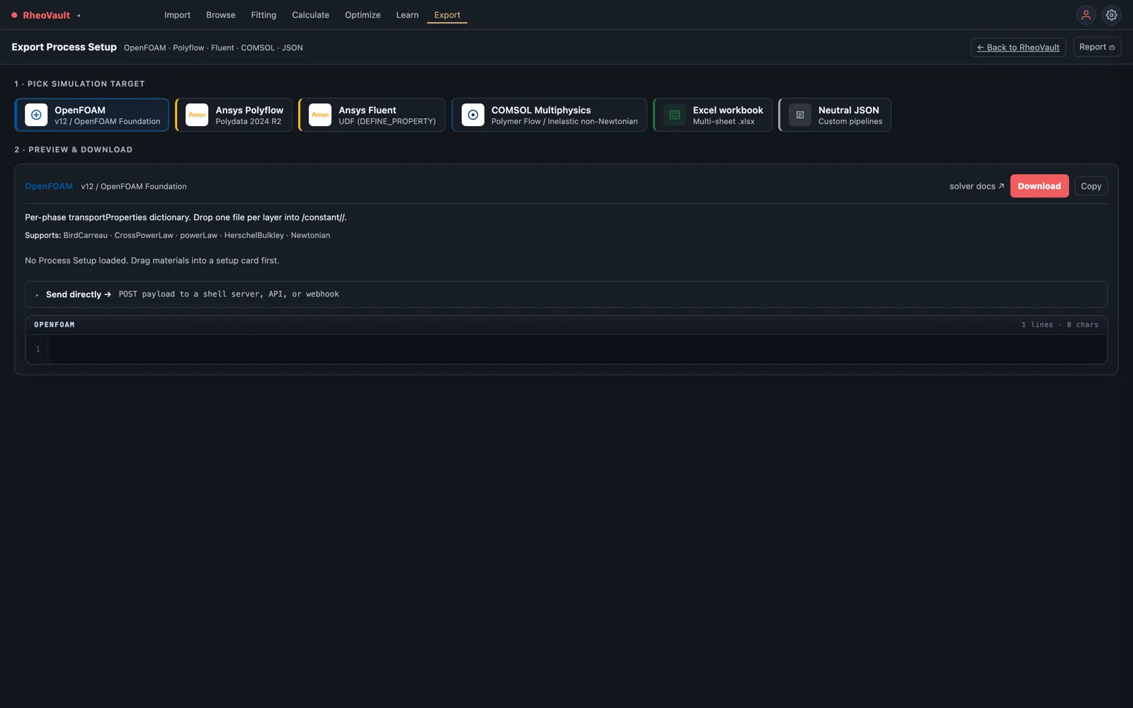 CFD export target picker
