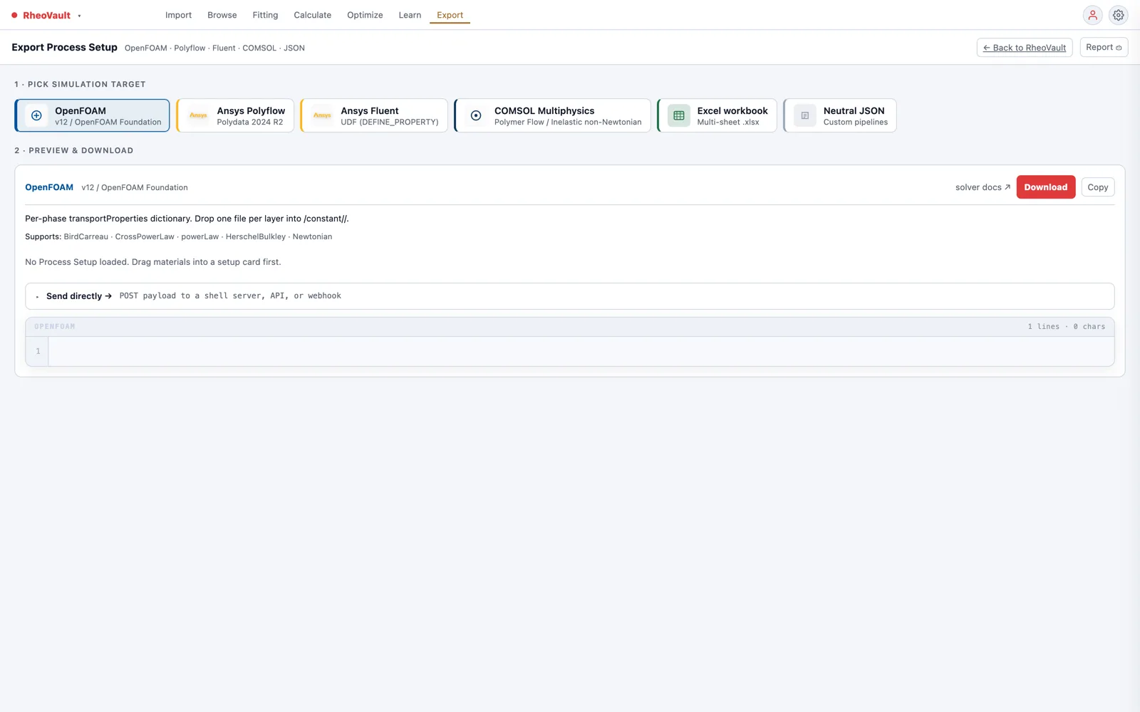 CFD export target picker